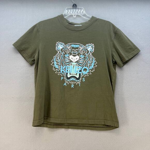 Kenzo Other - Kenzo Paris T-Shirt Men's Size S-M Olive Green Light Blue Lucky Tiger Luxury